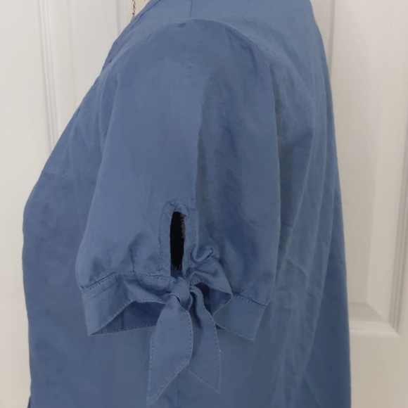 J. Crew Blue Blouse Peplem Hem Size 4 - Picture 4 of 10